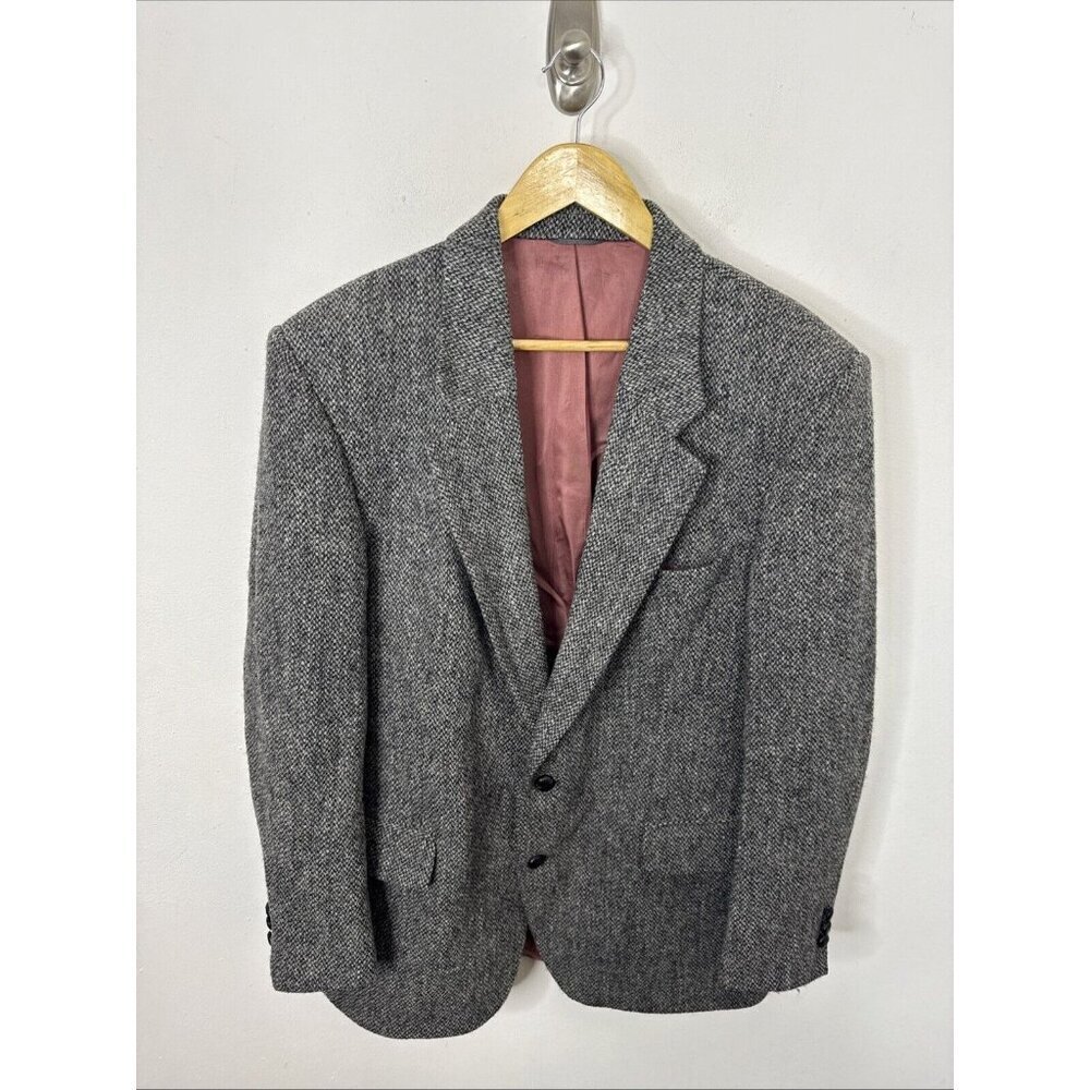Harris Tweed Men 42‎ Wool Gray Blazer Sports Coat Herringbone